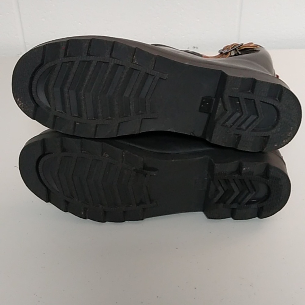 CHOOKA RAIN BOOTS, 12" SHAFT, BLACK WITH BROWN BUCKLES SIZE 10 - Picture 7 of 10